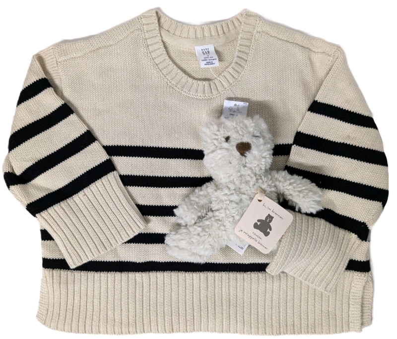 New Toddler Size 3yrs | Baby Gap Knitted Sweater & Adorable New "Brennan" the Bear Plush Toy (5.5" Tall)