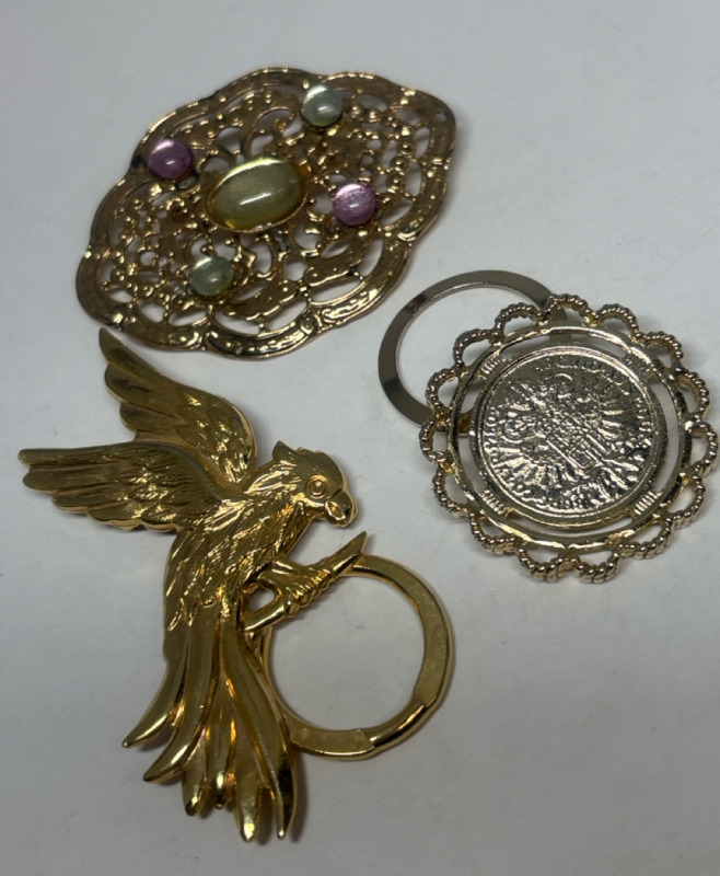 Designer Holly Hill Scarf Clip Bird Brooch & Brooch with Cabs