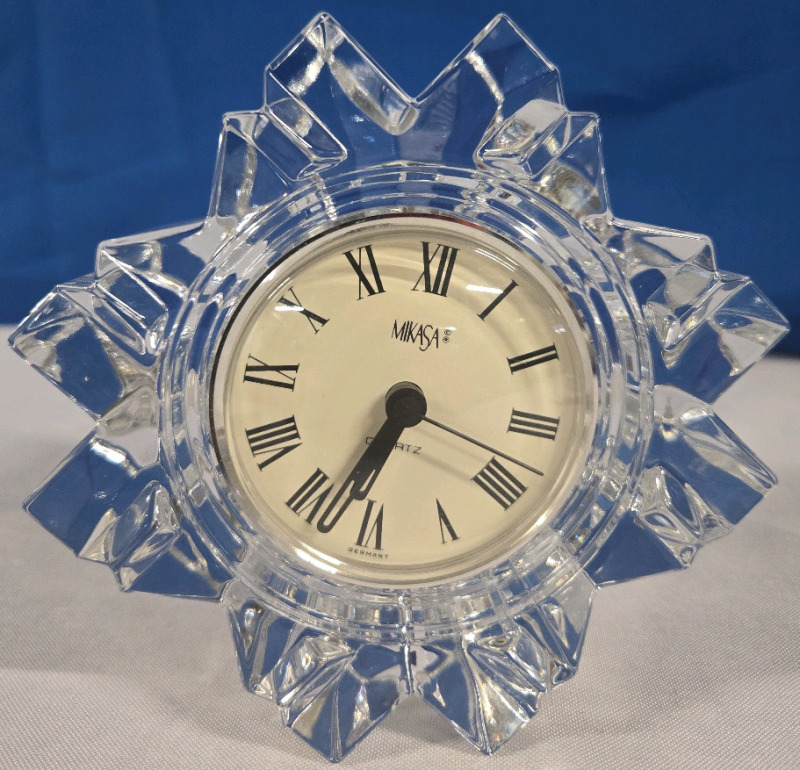 Mikasa | Crystal StarFire Quartz Desk Clock | Made In Germany & Measures 5.5" Tall