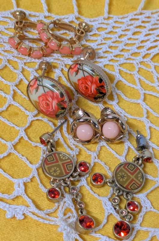 4 Vintage Pairs of Gold Tone Earrings | Vintage Avon, Pilgrim, & Stamped "2361854" | Longest 1.8"