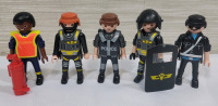 Playmobil Swat Police & 1st. Responders Action Figures , Five (5) Figures . Measures 2 7/8" tall