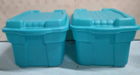 2 Storage Bins | Rubbermaid Plastic Stacking Storage Containers { Measure 24" x 18" x 13.5" Each }