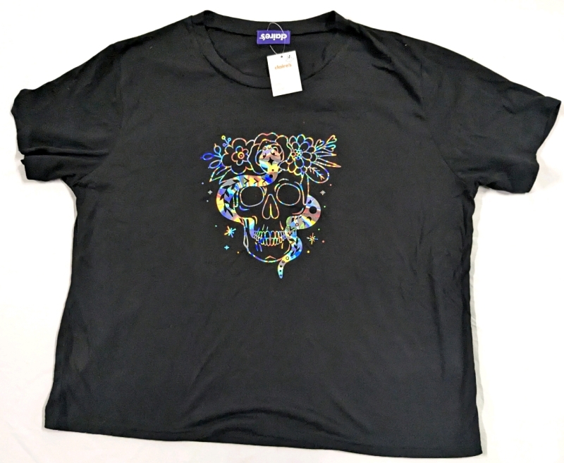 New One Size* | Claire's Halloween Gothic Holographic Skull + Snake T-Shirt