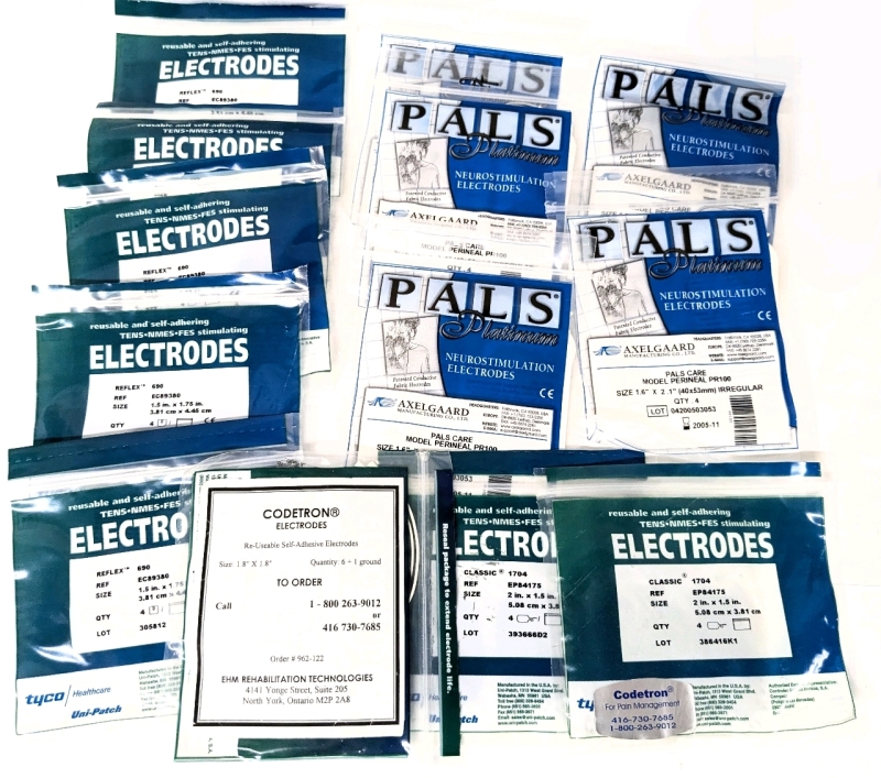 13 Assorted Sealed & Opened Electrode Packs for TENS, NMES, FES Stimulation Machines | Classic 1704, Reflex 690, Codetron, Pails Platinum Perineal PR100 + (As-Is)