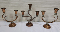 Hand Made Copper Candelabras by Venetian Copper . Measures 7.5" & 8.5" Tall