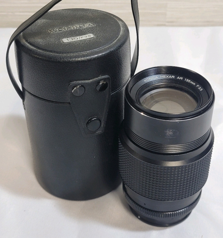 Konica Hexar AR 135mm F 3.5 Camera Lens with Case