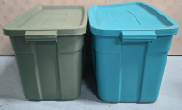 2 Storage Bins | ( 2 ) Rubbermaid Roughneck Plastic Stacking Storage Container { Measures 22" x 15.5" x 16" Each }