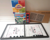 Sling Puck 32.5" Long & Foosrall Game Boards + Monopoly Junior & Cranium