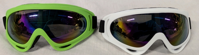 2 New Adult Ski Goggles. 7" Across from Strap to Strap.