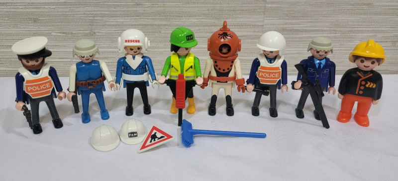 Playmobil Police , 1st. Responders & City Workers Action Figures , Eight (8) Action Figures . Measures 2 7/8" tall