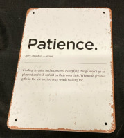 New Patience Metal Sign 12&rdquo; L x 8&rdquo; w