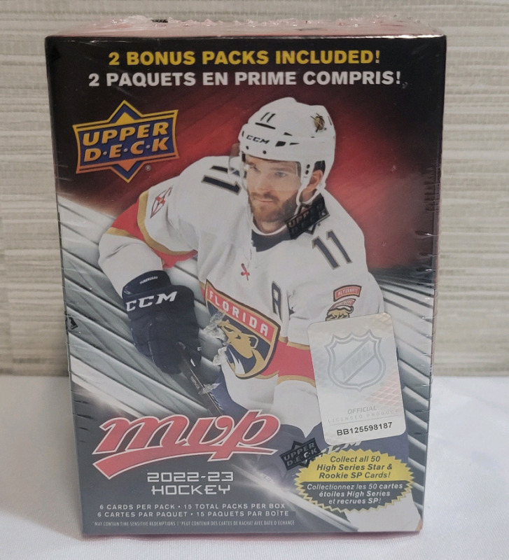 2022 - 23 Upper Deck MVP NHL Hockey Trading Card Sealed Box . 15 Packs , Six (6) Cards per Pack