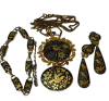 Beautiful Damascene Brooch Necklace Bracelet + Earrings - 2