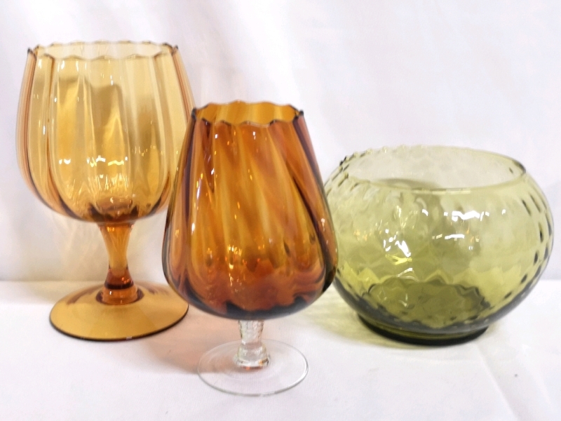 3 Vintage Coloured Glass Vases