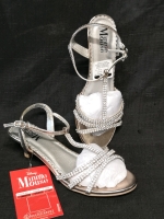 New Sz 3 Kids Disney Minnie Mouse Blinged Silver Dress Shoes