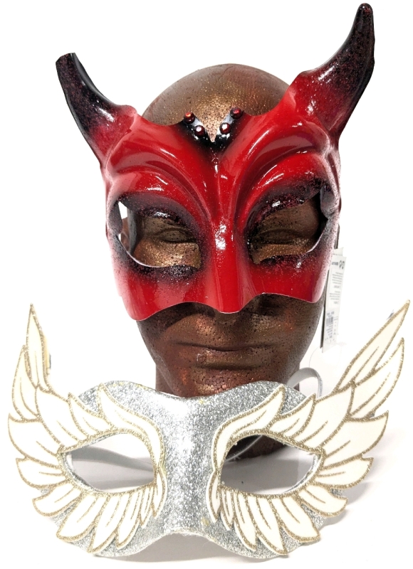 New 2-Pack Claire's Angel & Devil Masquerade Masks / Halloween Costume Masks | One Size Fits Most