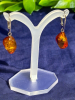 925 Sterling Silver Amber Lever back Earrings