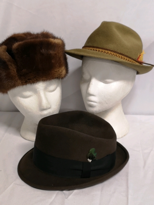 Vintage Henry Furs Fur Hat & 2x Fedora's Great Condition