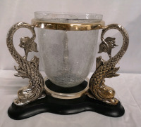 Vintage Three Koi Silver Plate Candle Stand Vase Center Piece or Bay Window Arrangement made in India