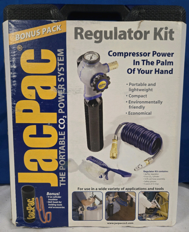 New | Jacpac Portable Compressed CO2 Pneumatic Regulator Kit | Model # J-6901-91 * Retails For $199.99 *