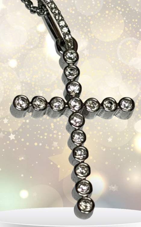 Swarovski Crystal Insigne Rhodium-Plated Cross Pendant Necklace