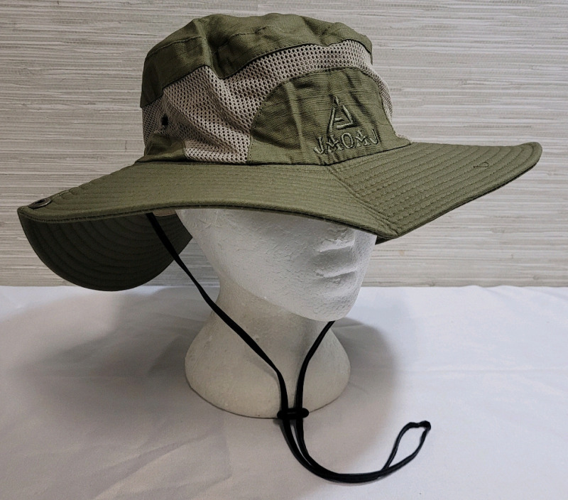 New - JAOAJ Mens Sun Bucket Hat , UPF 50+ UV Protection . Olive Green . Hat Size 7 1/4" - 7 5/8"