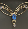 Statement Royal Blue Faceted Cab Necklace with bezel Light Blue Stones. - 2