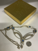 Statement Royal Blue Faceted Cab Necklace with bezel Light Blue Stones. - 4