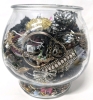 Large Fishbowl Full of Crafting Jewelry Pieces | Bowl Measures 6.4" Diameter x 7.75" Tall - 2