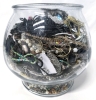 Large Fishbowl Full of Crafting Jewelry Pieces | Bowl Measures 6.4" Diameter x 7.75" Tall - 3