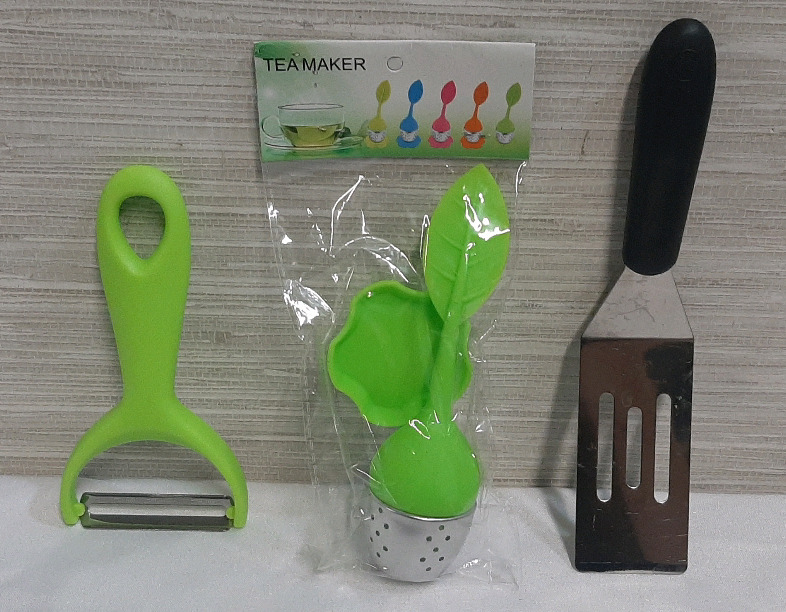 New Assorted Kitchen Tools - Green Peeler, Green Tea Maker and Small Spatula Flipper