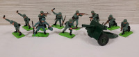 1971 Britains Ltd. DEETAIL German Soldier Miniatures . Ten (10) Miniatures & Field Cannon