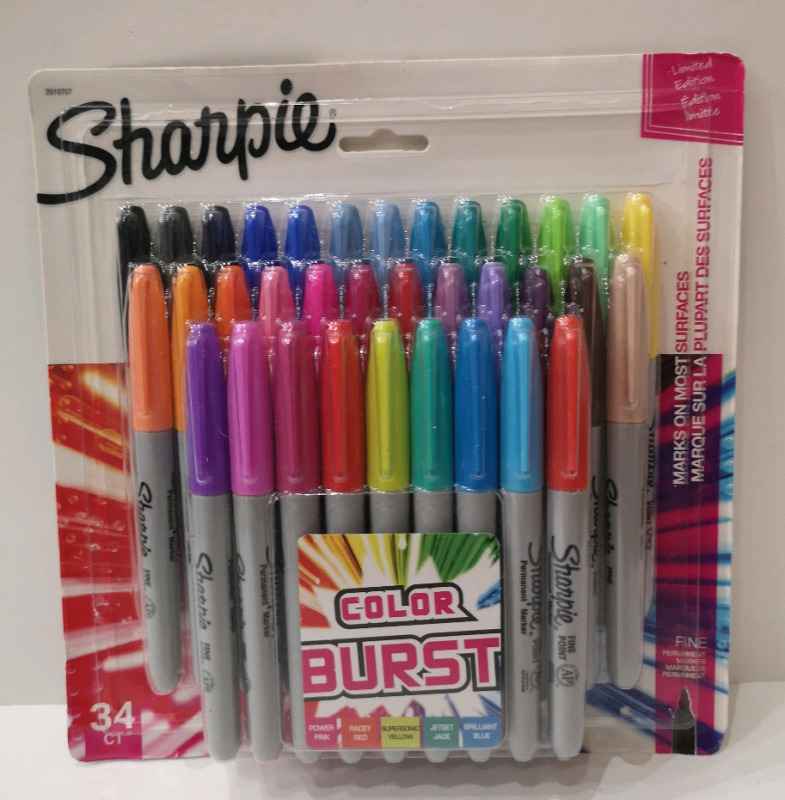 34 New SHARPIE Colour Blast - Fine Tip Permanent Markers