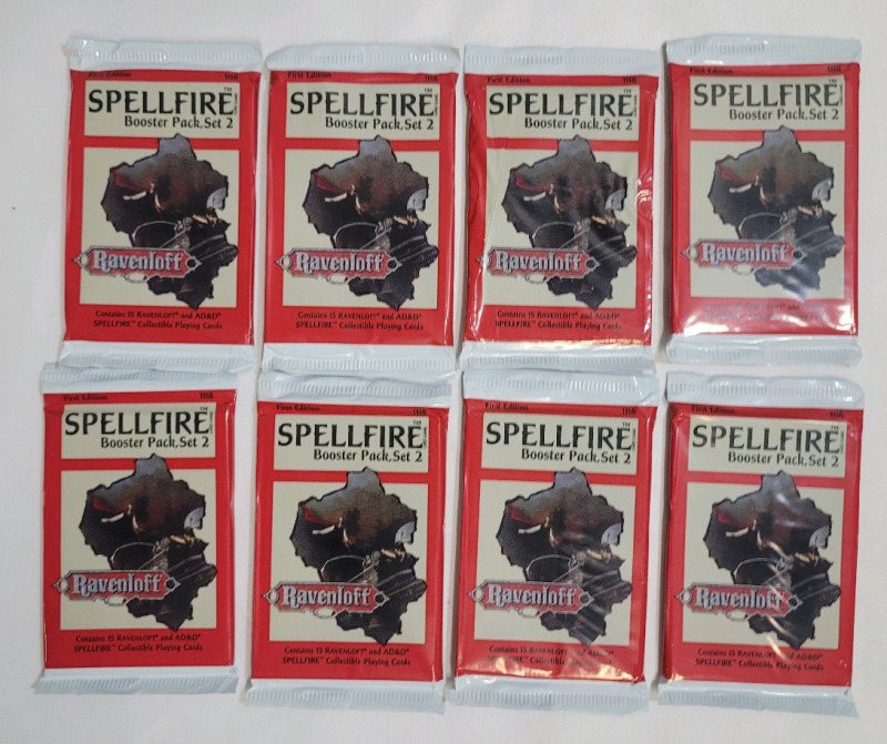 1994 TSR Spellfire CCG Ravenloff Booster Pack , Set 2 , First Edition . Eight (8) Sealed Packs