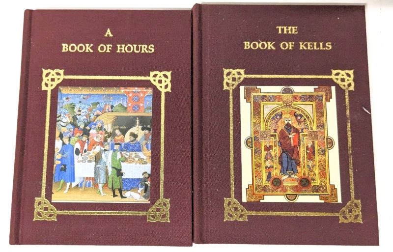 2 Vintage Studio Editions London Hardcover Books | A Book of Hours by Dr T Tolley & The Book of Kells w Text Compiled by Ben Mackworth-Praed