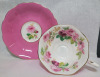 Royal Albert Pink Cabbage Rose Avon Shape Pink Cup & Saucer . Both Ring True , No chips or cracks - 2