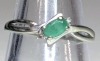 Lovely Dainty 10K Gold Stamped Oval Cut 4-Prong Set Emerald Open Gallery Back & CZ Waterfall Ring | Size 5.5 - 2