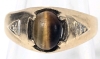 Gorgeous 10K Gold Ring with 4-Claw Set Oval Tigers Eye Stone Open Gallery Back with Diamonds on Either Side | Size 7.5 - 4