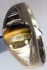 Gorgeous 10K Gold Ring with 4-Claw Set Oval Tigers Eye Stone Open Gallery Back with Diamonds on Either Side | Size 7.5 - 7