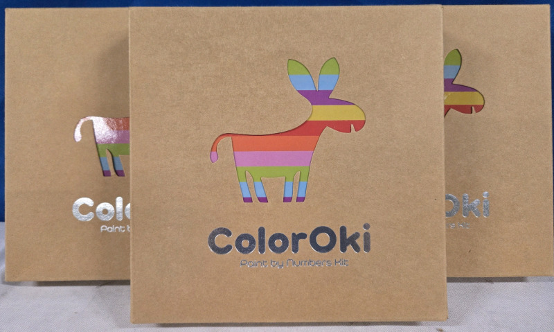 6 Pcs New | ColorOki, Paint By Numbers Kit | ( 4 ) Boys Dinosaur Themed 8" x 8" Paint By Numbers Canvases | ( 2 ) Llama Themed 8" x 8" Paint By Number Canvases