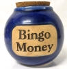 Cobalt Blue Muddy Waters Pottery Bingo Money Coin Bank | 5" Tall