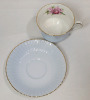 Paragon Light Blue Gold trim with Orchid Accent Cup & Saucer . Both Ring True , No chips or cracks - 3