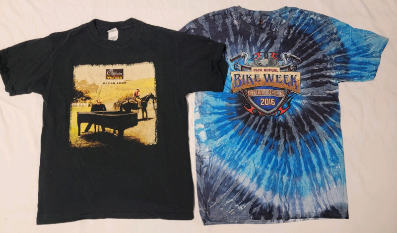 2006 Elton John Concert T-Shirt & 2016 Daytona Beach Bike Week T-Shirt . Both T-Shirts Size Medium