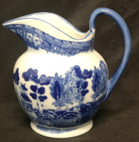 Large Vintage Ironstone Pitcher with Beautiful Design 9.25" Tall