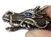 Incredible Articulated Ouroboros Dragon Bracelet with Blue Glass Rhinestone Eyes | 8" Long - 2