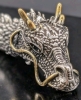 Incredible Articulated Ouroboros Dragon Bracelet with Blue Glass Rhinestone Eyes | 8" Long - 3