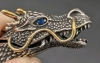 Incredible Articulated Ouroboros Dragon Bracelet with Blue Glass Rhinestone Eyes | 8" Long - 5