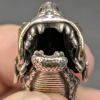Incredible Articulated Ouroboros Dragon Bracelet with Blue Glass Rhinestone Eyes | 8" Long - 6