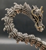Incredible Articulated Ouroboros Dragon Bracelet with Blue Glass Rhinestone Eyes | 8" Long - 10