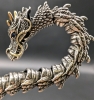 Incredible Articulated Ouroboros Dragon Bracelet with Blue Glass Rhinestone Eyes | 8" Long - 11